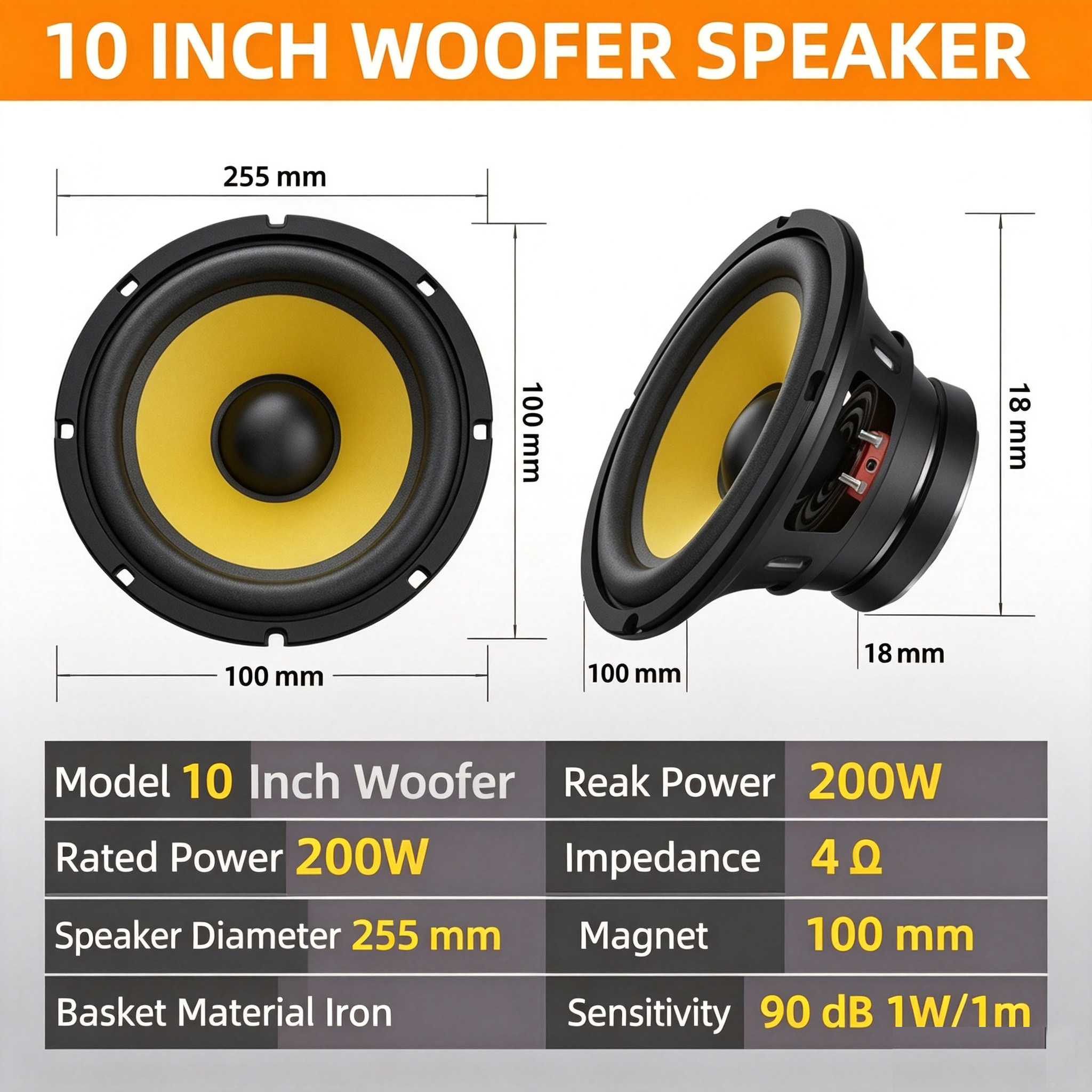 4 5 6.5 8 10 12 Inch Car Subwoofer Speaker  Heavy Bass Audio Loudspeaker For Car Stereo Modification photo 4