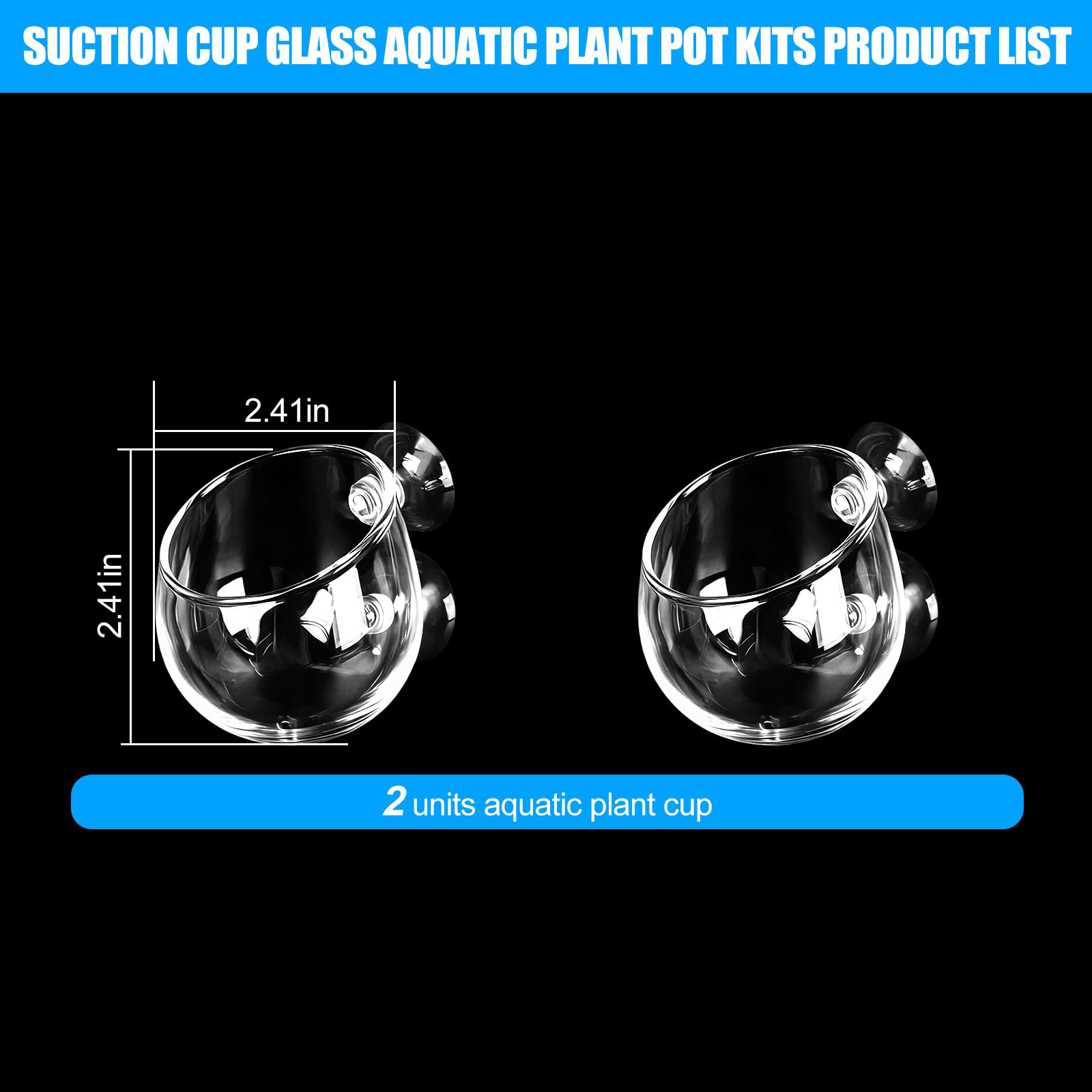 Glass Aquarium Plant Pot For Decoration, Aquatic Plant Pot Cup With Suction Cup, Betta Resting Bed Spot, Aquarium Planter Landscaping Decor Cup With Colorful And Clear Stones photo 7