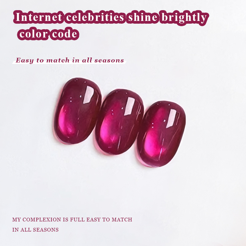 Ms Rainbow Starry Series01 Cat Eye Gel Polish, 10Ml Burgundy Magenta Magnetic Nail Gel, LED Soak Off Manicure Gel For Salon And Nail Art photo 2