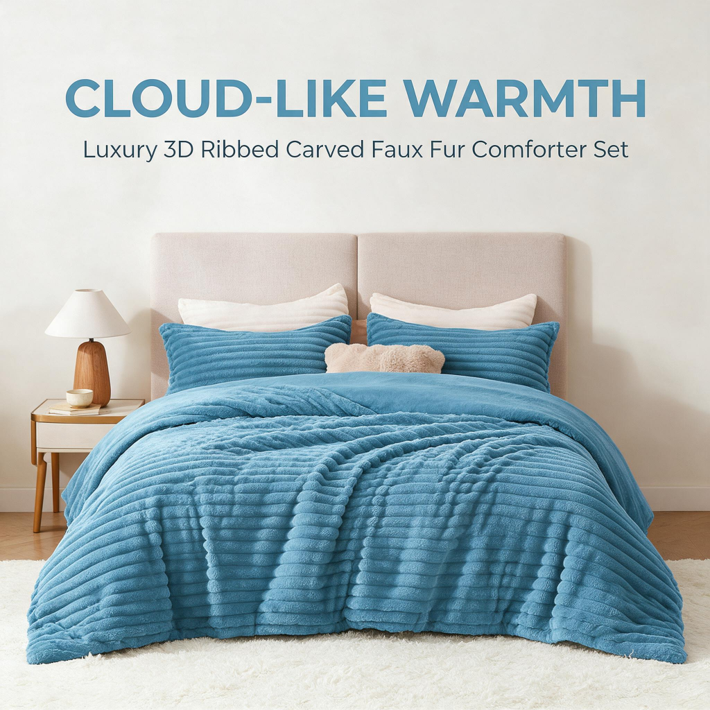 1PC Thick Reversible Plush Comforter, Soft Striped Fluffy Quilt, All Season Warm Bedding Comforter For Home Bed photo 1