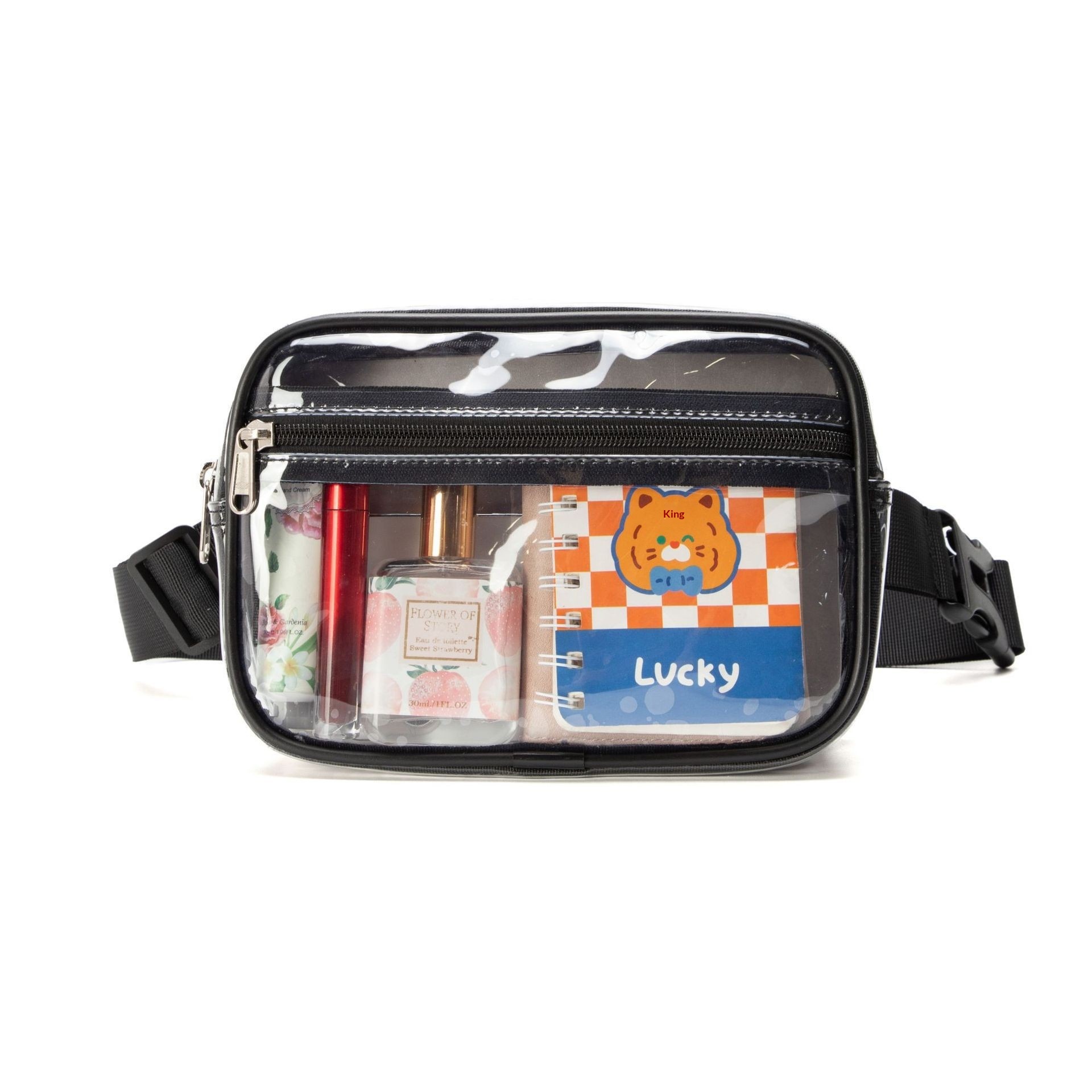Transparent PVC Toiletry Bag, Waterproof, Portable, Large Capacity Crossbody Makeup Bag, Outdoor Sports Storage Bag, Waist Bag - White photo 5