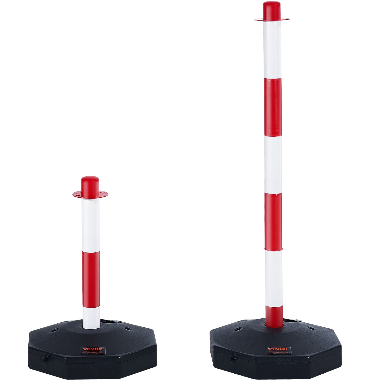 Adjustable Traffic Delineator Post Cones, 4 Pack, Traffic Safety Delineator Barrier With Fillable Base 2.44 M Chain, For Traffic Control Warning Parking Lot Construction Caution Roads, Red & White photo 5
