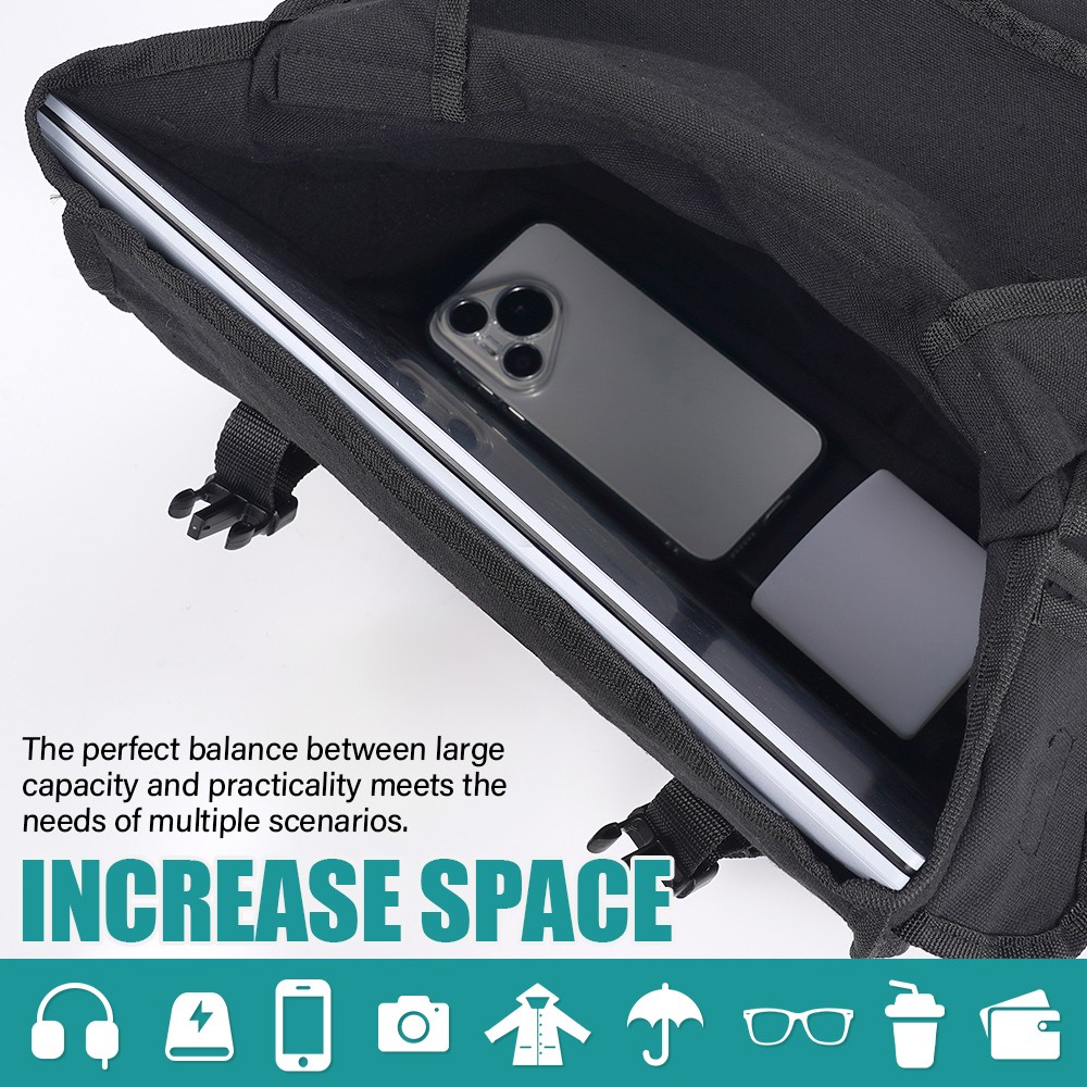 26L Motorcycle Saddle Bag Waterproof Side Canvas Travel Storage Bike Panniers photo 7