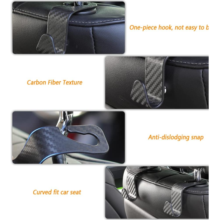 Universal Car Headrest Hooks 2 Units, Hidden Seat Hangers For Purses, Bags, Hats, Coats, Umbrellas And Grocery Bags photo 2