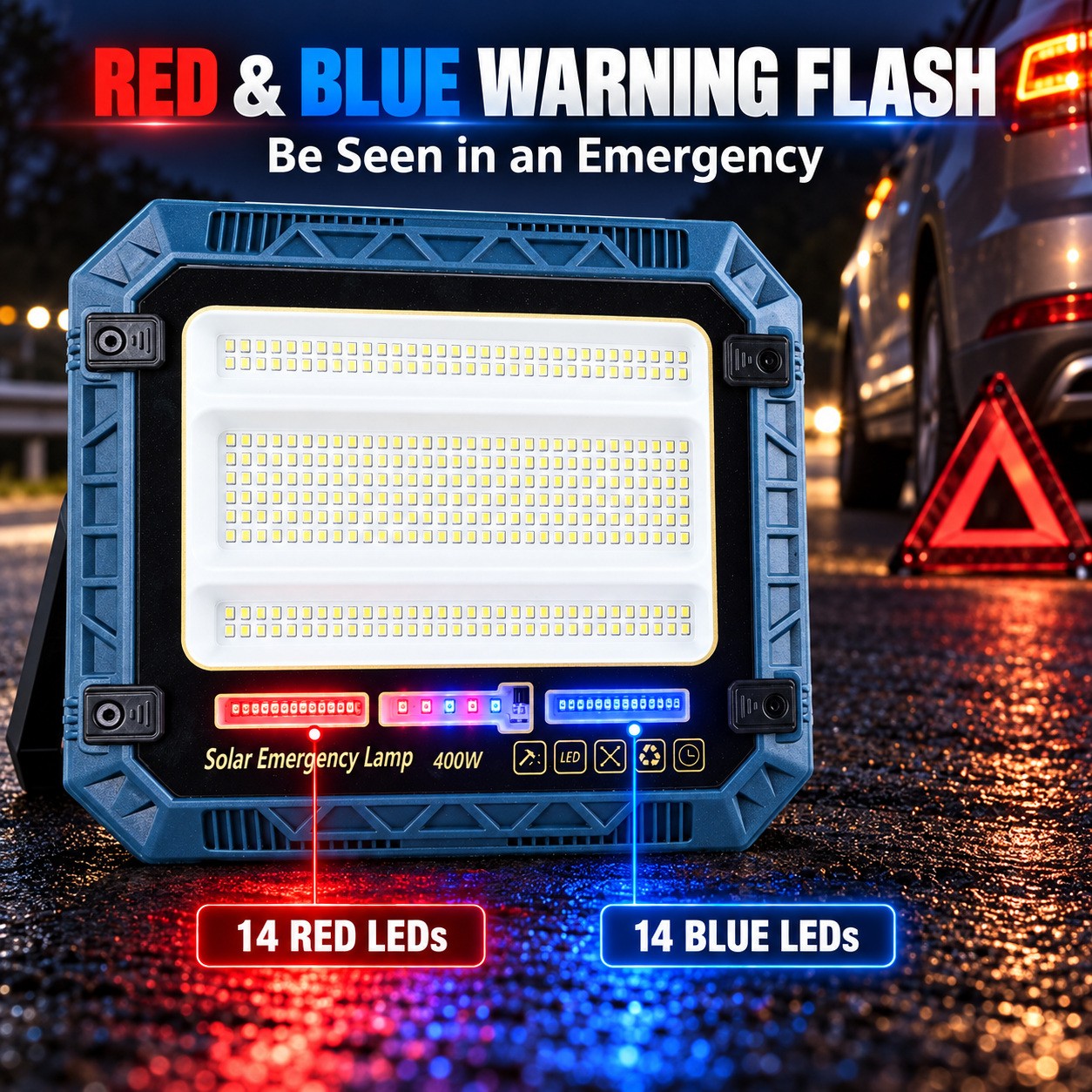 Solar Powered Rechargeable Battery Display 18650 W8114 3 7200mAh LED Flood Light 320 12 5W photo 3