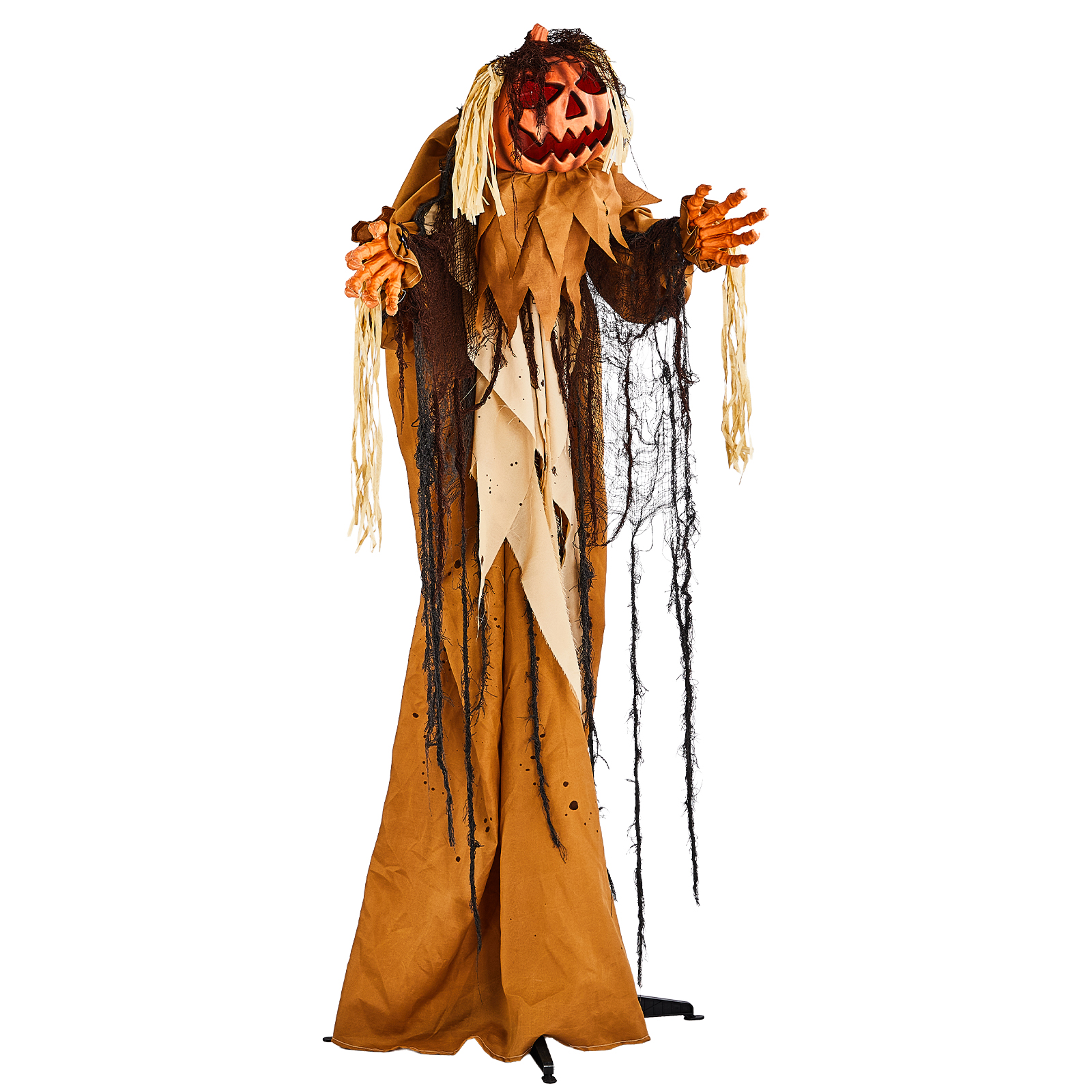 5.5ft Halloween Pumpkin Man Decoration With Red Glowing Head,Sound-Activated Head-Turning Motion & Male Voice,Battery Operated Batteries Not Included,Standing Animatronic photo 3