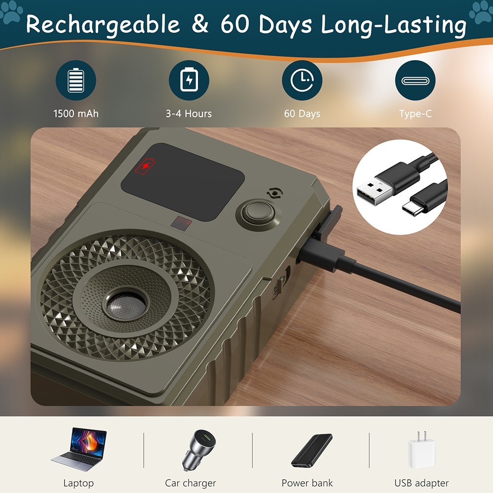 Waterproof Ultrasonic Anti Bark Device USB Rechargeable 50ft Range Dog Deterrent photo 3