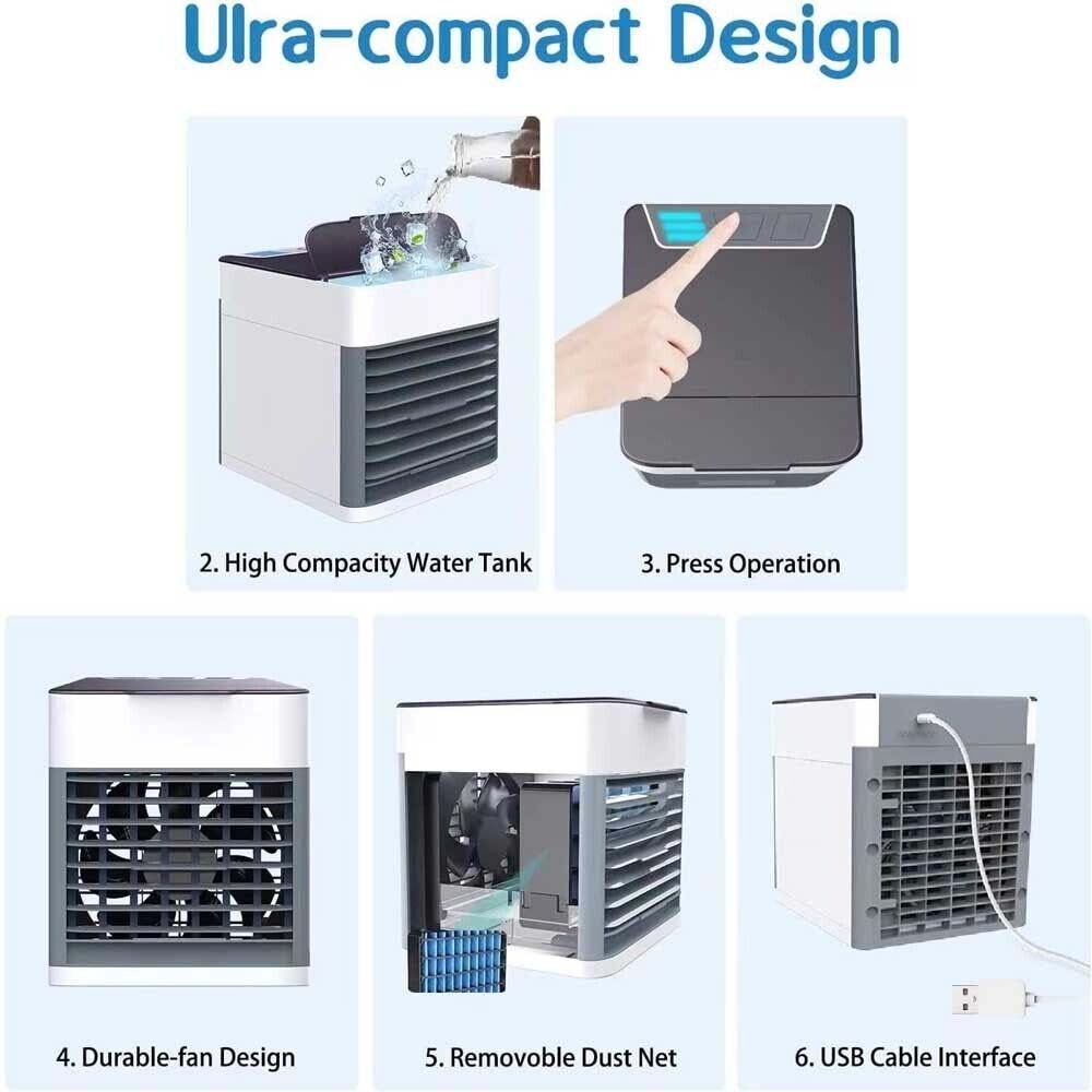 Desktop Air Cooler Fan Air Conditioner Cooling Humidifier USB Fan Night Light photo 7