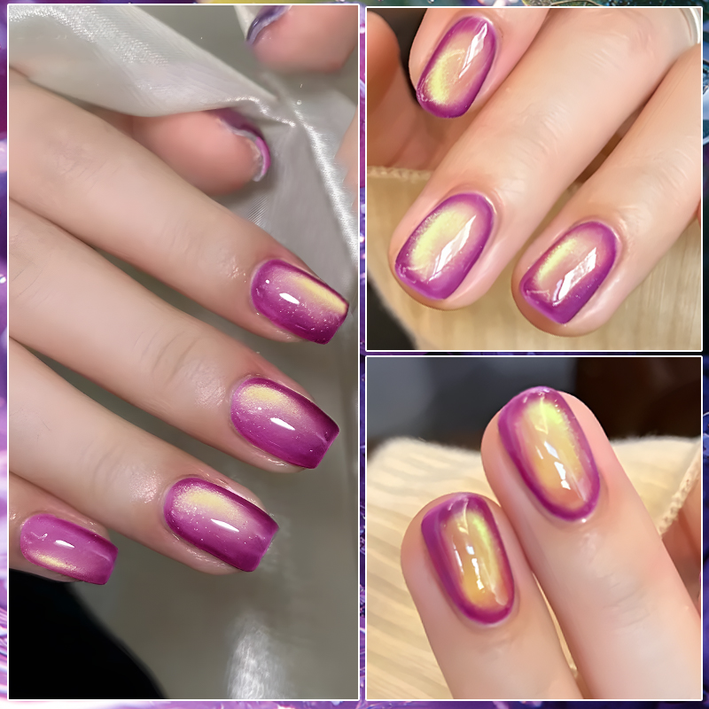 MS RAINBOW Cat Eye Gel Polish 01, Purple Gold Magnetic Nail Gel, 8ml Soak Off UV LED Nail Art Gel photo 5