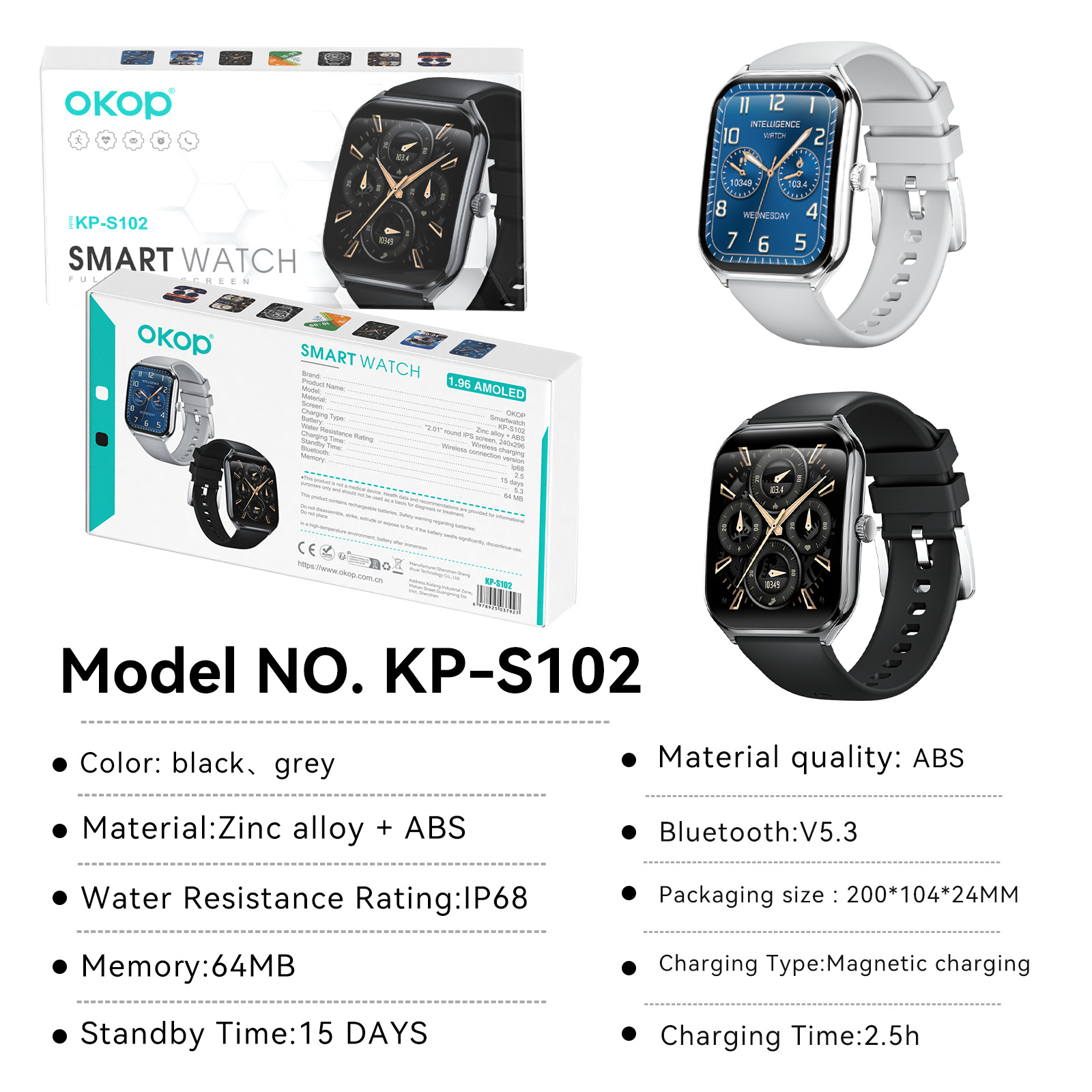 KP-S102 Best Selling Smartwatch Bluetooth Calling Blood Pressure Monitor Pedometer Curved Screen Narrow Bezel Waterproof Sports Watch In Stock photo 6