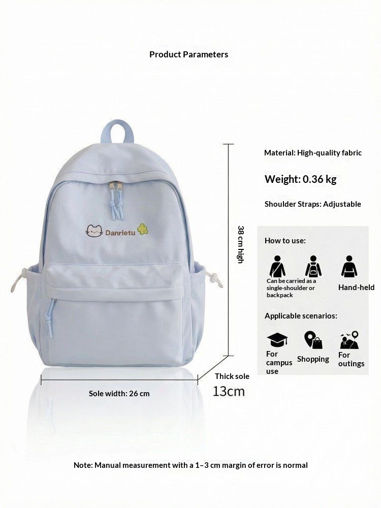 Japanese Solid Color College Student Backpack Female 2026 New Lightweight Junior High School Student Backpack Short Distance Travel Backpack - Beige photo 3