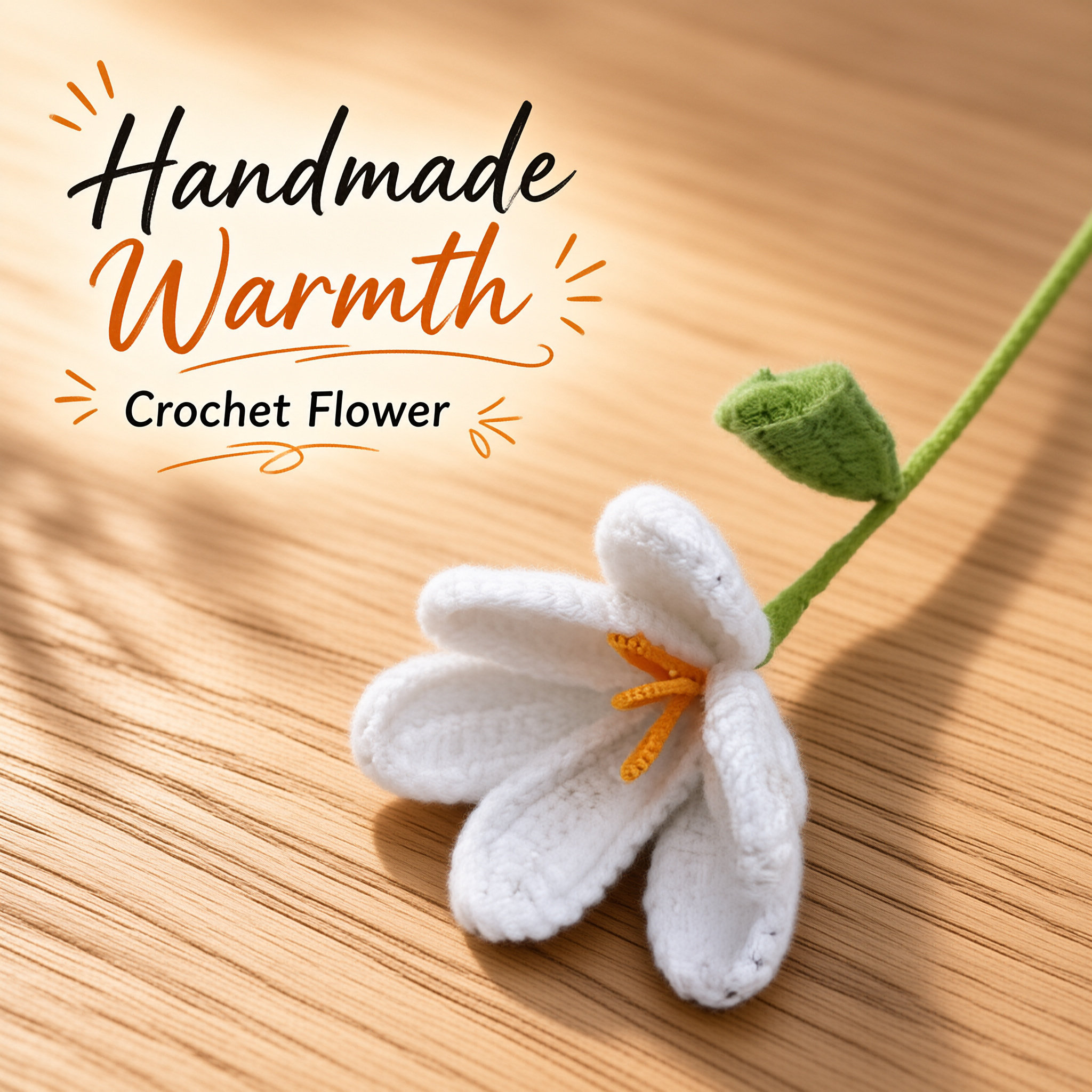 Fully Handmade Crochet Open Tulip Yarn Flower Artificial Knitted Flower Valentine's Day Gift photo 3