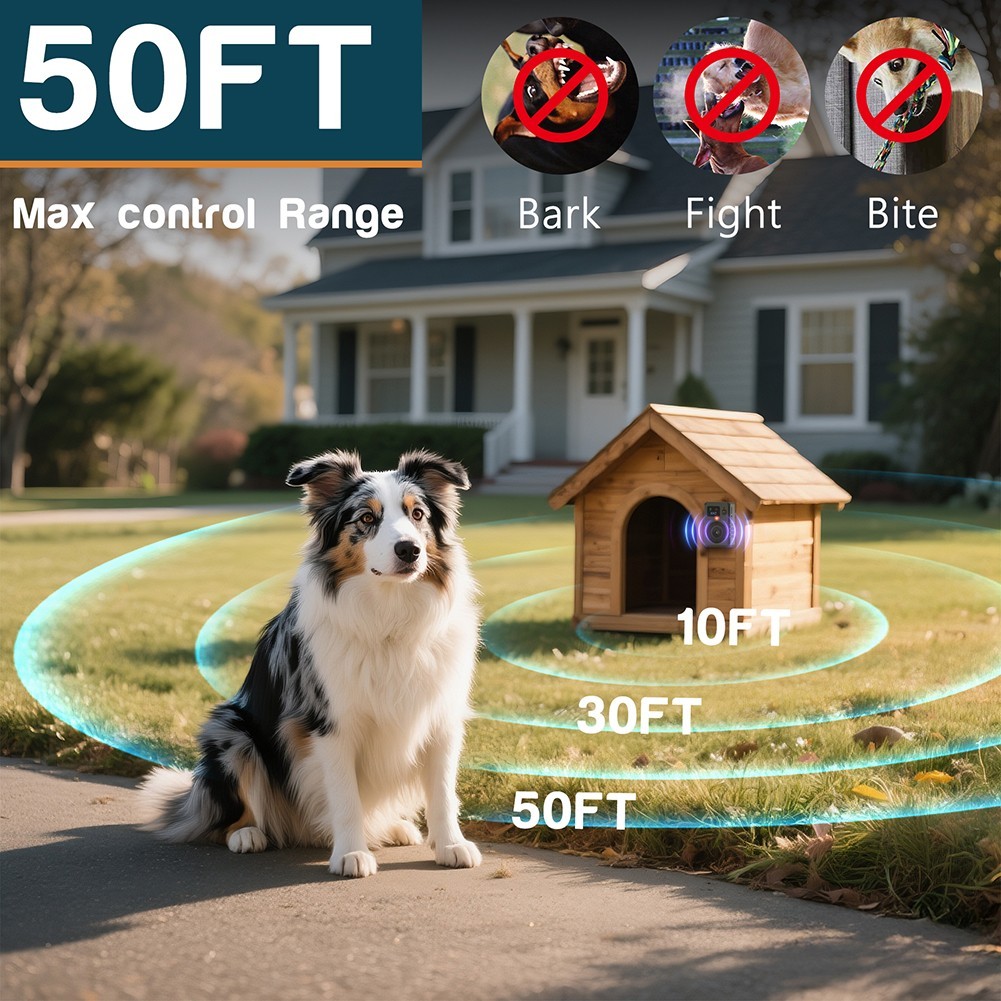 Waterproof Ultrasonic Anti Bark Device USB Rechargeable 50ft Range Dog Deterrent photo 1