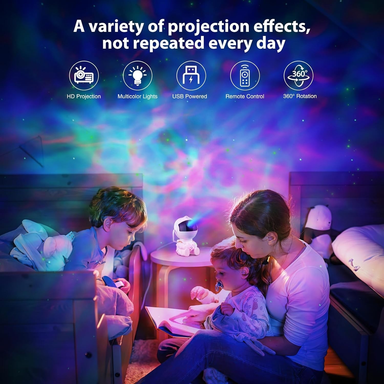 Astronaut Galaxy Projector, 360 Adjustable Star Projector, Starry Night Light Projector With Timer And Remote Control, USB Powered, Astronaut Space Warrior Galaxy Night Light photo 2