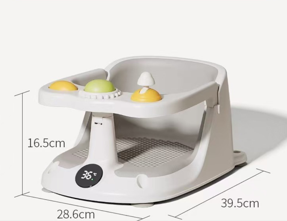 Baby Bath Seat Non-Slip Soft Toddler Bath Chair Suction Cups Temperature Display photo 8