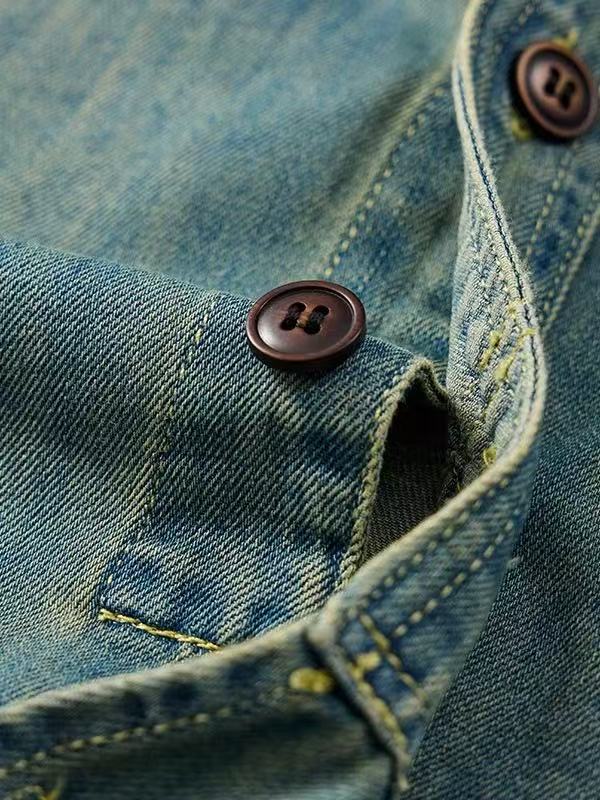 US Local Stock Men's Short Sleeve Denim Shirt Light Wash Relaxed Fit Casual Jean Overshirt photo 2
