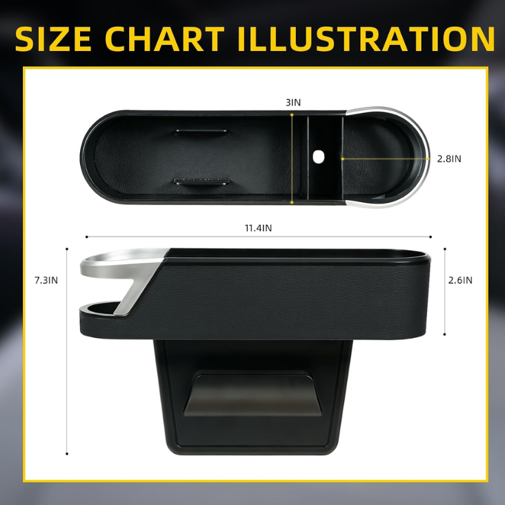 2 Pack Car Seat Gap Organizer With Cup Holder, PU Leather Car Storage Box, Fill Gap  Stop Dropping, Driver Passenger Side, Easy Install, Fits Most Vehicles photo 2