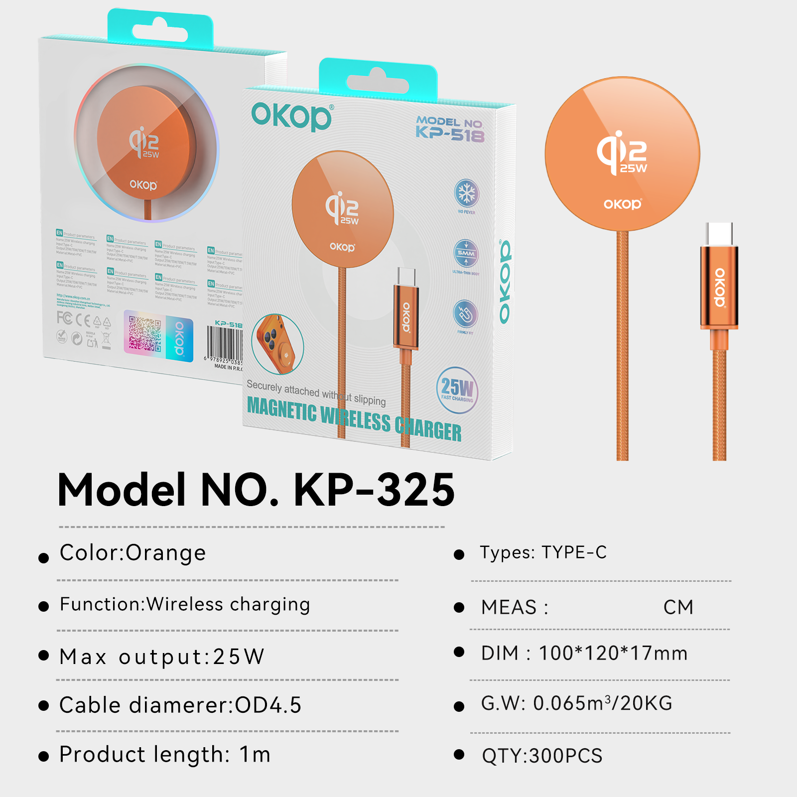 KP-325 Best-Selling 25W High-Power Magnetic Wireless Fast Charger Qi2 Compatible Low-Temperature Ultra-Slim Design For IPhon photo 5