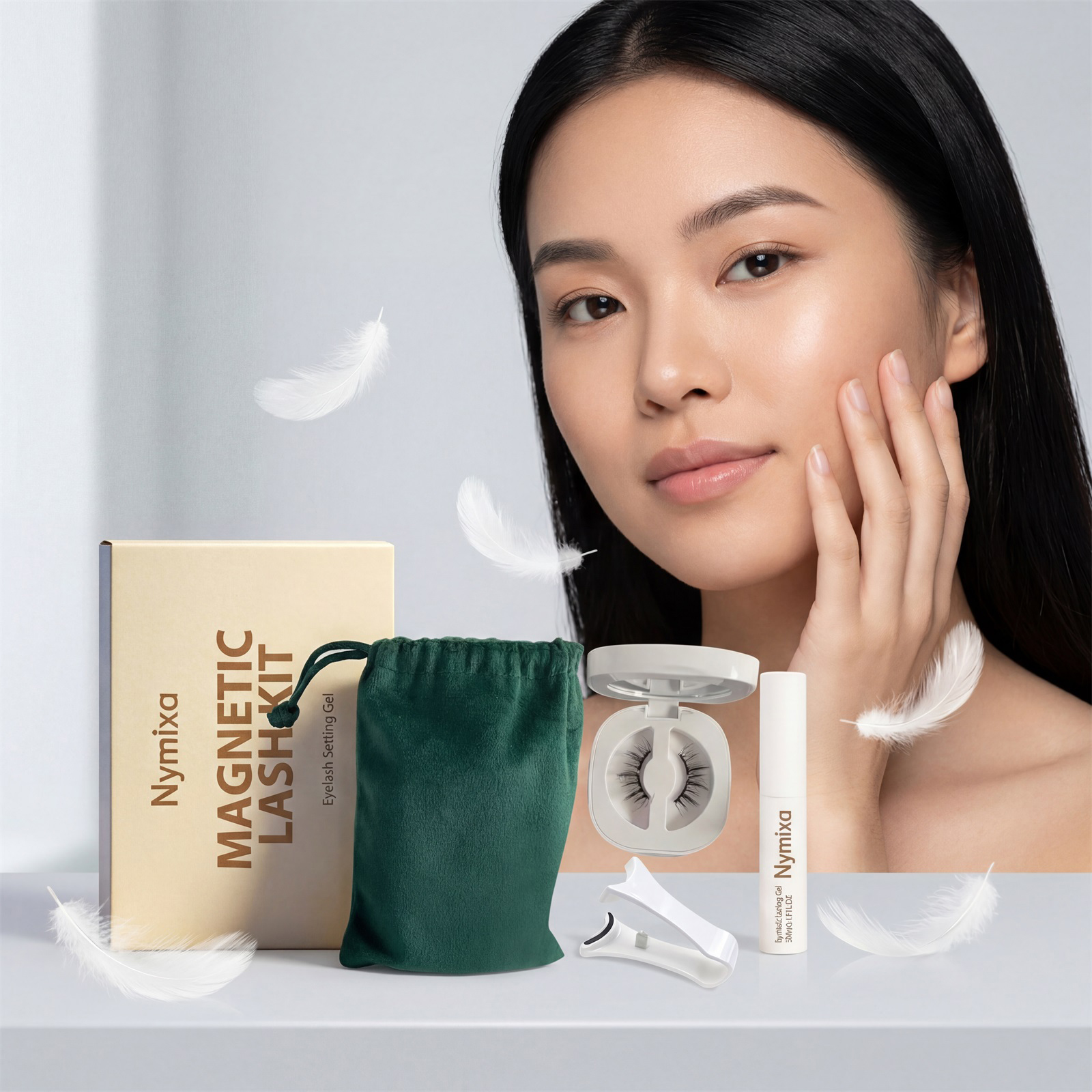 Magnetic Suction False Eyelash Kit  Curved  1 Set 1box photo 6