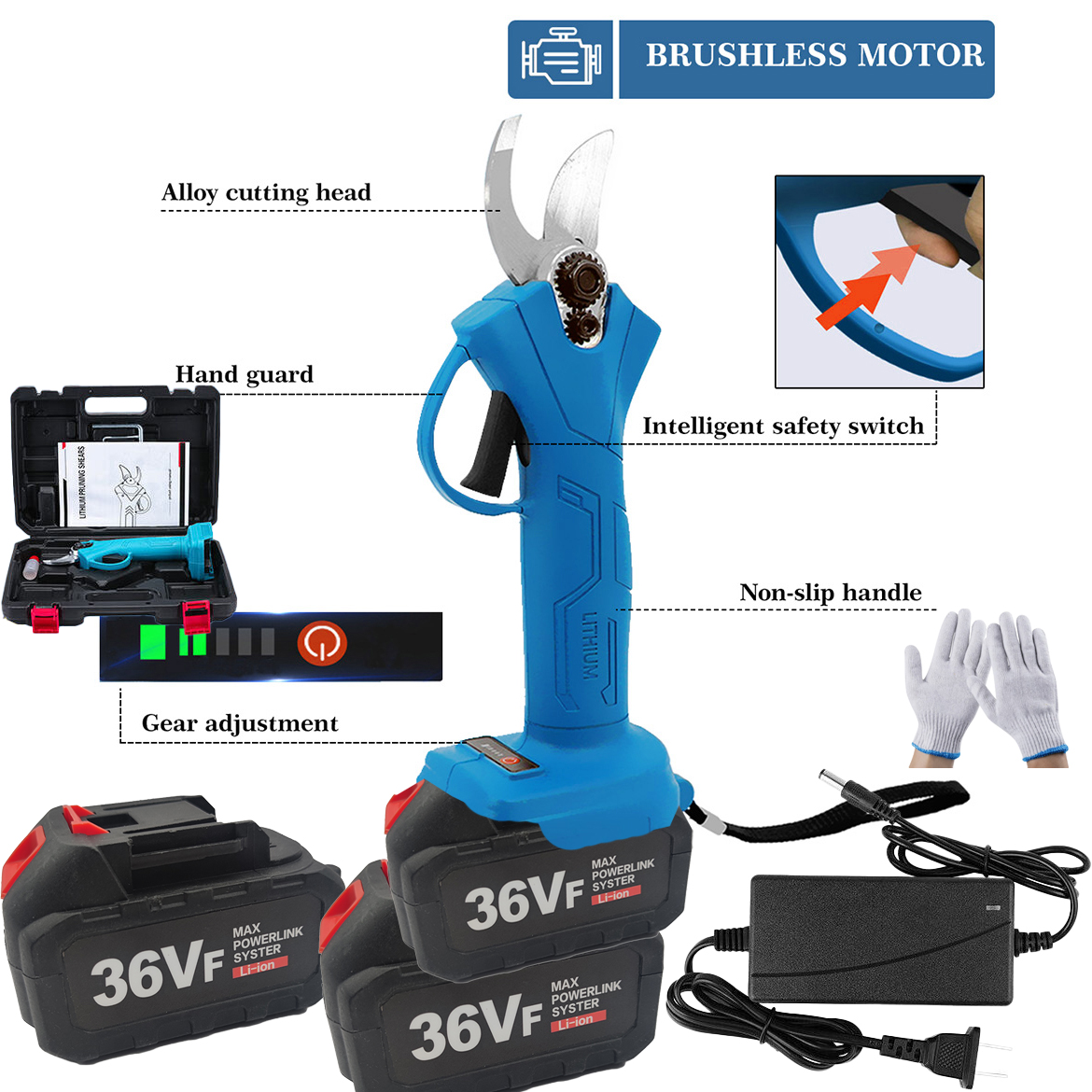 30mm Cordless Brushless Electric Pruning Shears Secateur For 18V Battery photo 4