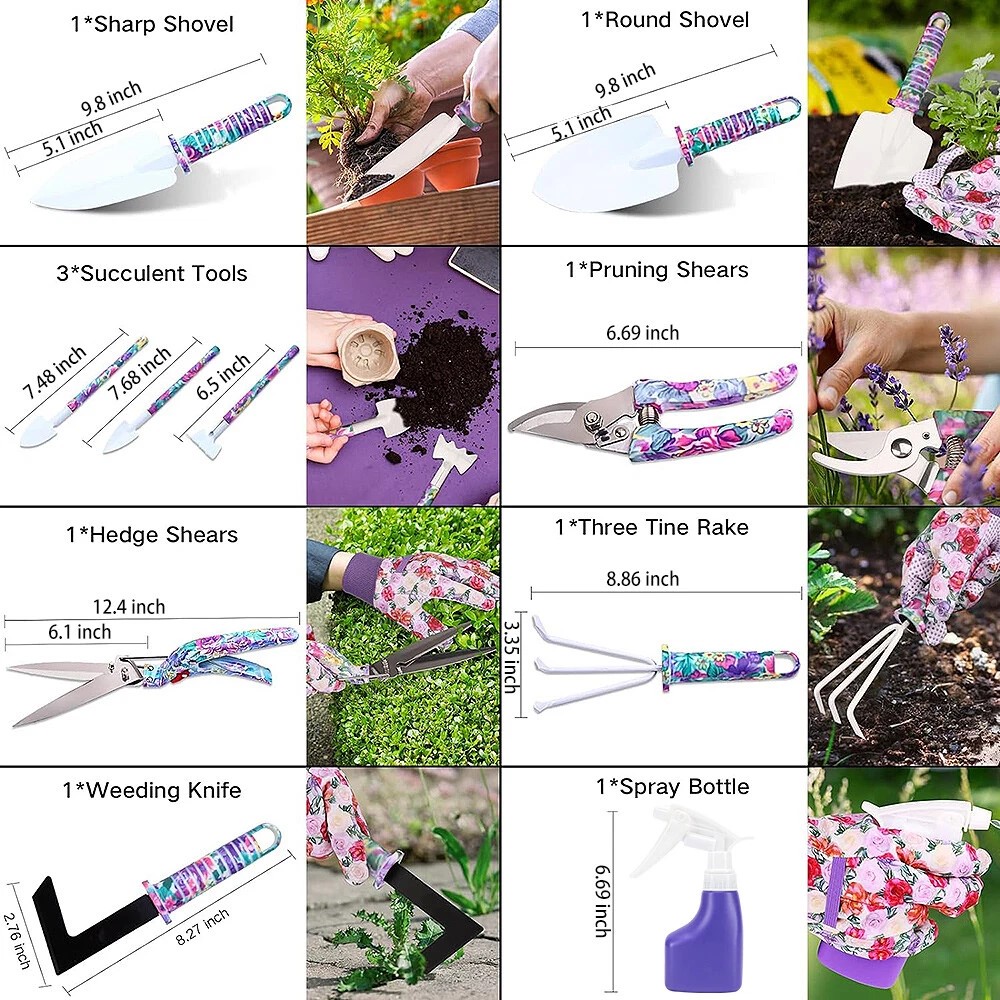 10Pcs Garden Tool Set Shovel Harrow Potted Flower Gardening Tools Gift Kit photo 2