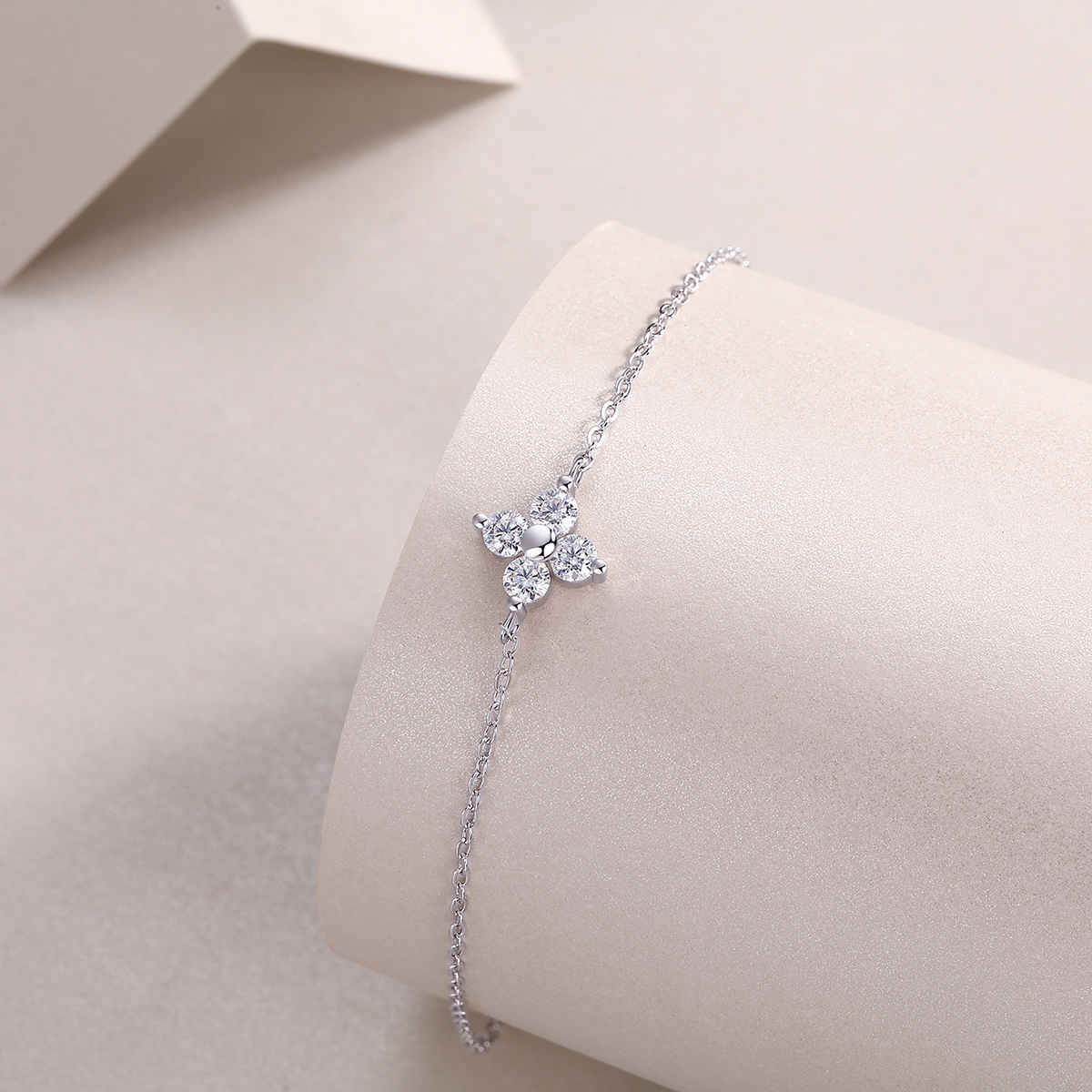 S925 Silver 1.6g Cross Moissanite Bracelet, 4x3mm D VVS1, 16&5cm Adjustable, GRA Certified photo 5