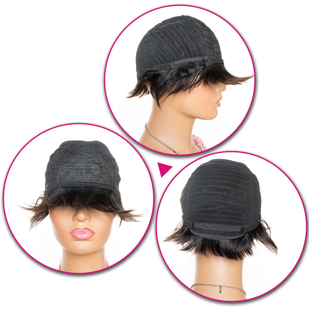 Short Pixie Cut Human Hair Wig With Bang photo 2