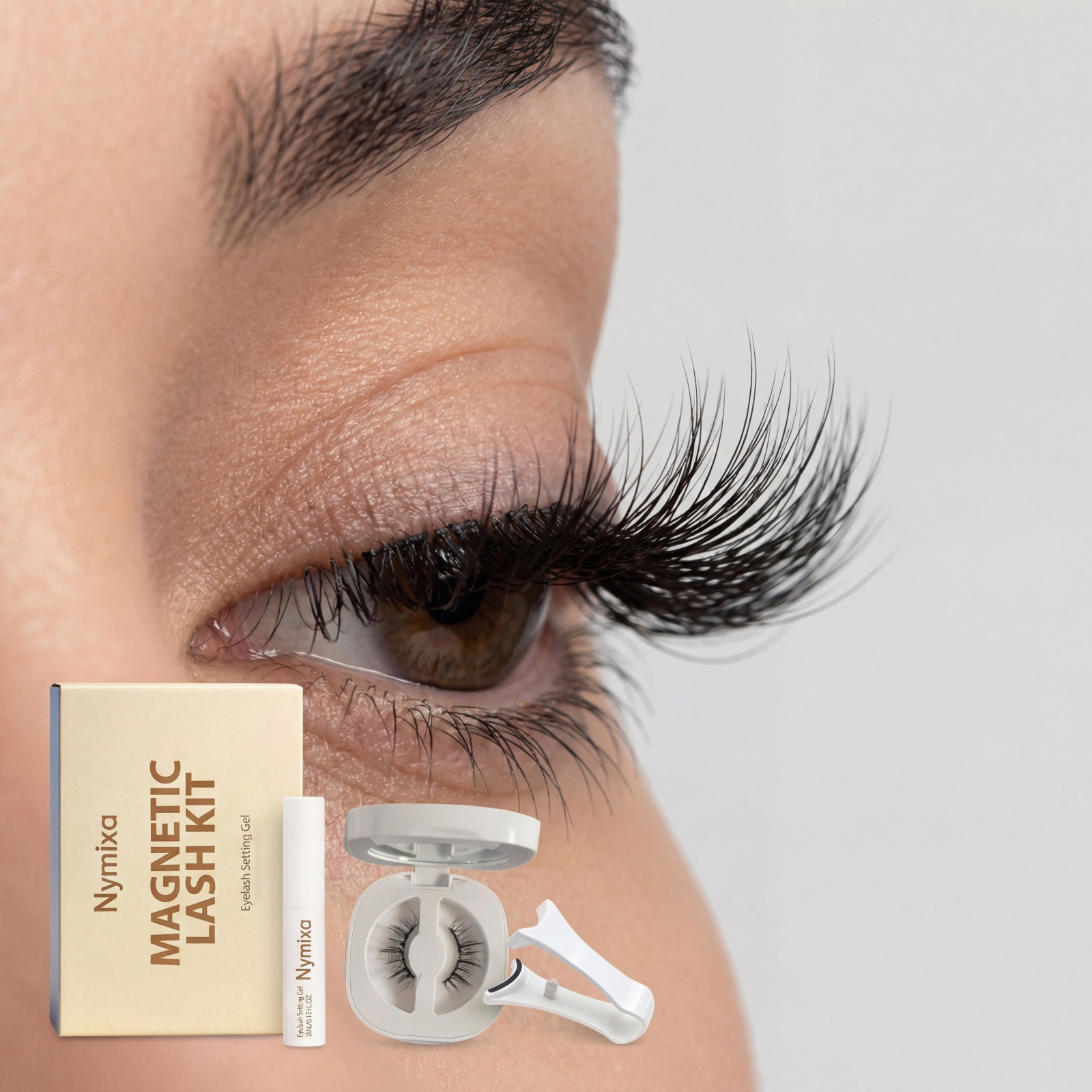 Magnetic Suction False Eyelash Kit  Curved  1 Set 1box photo 3