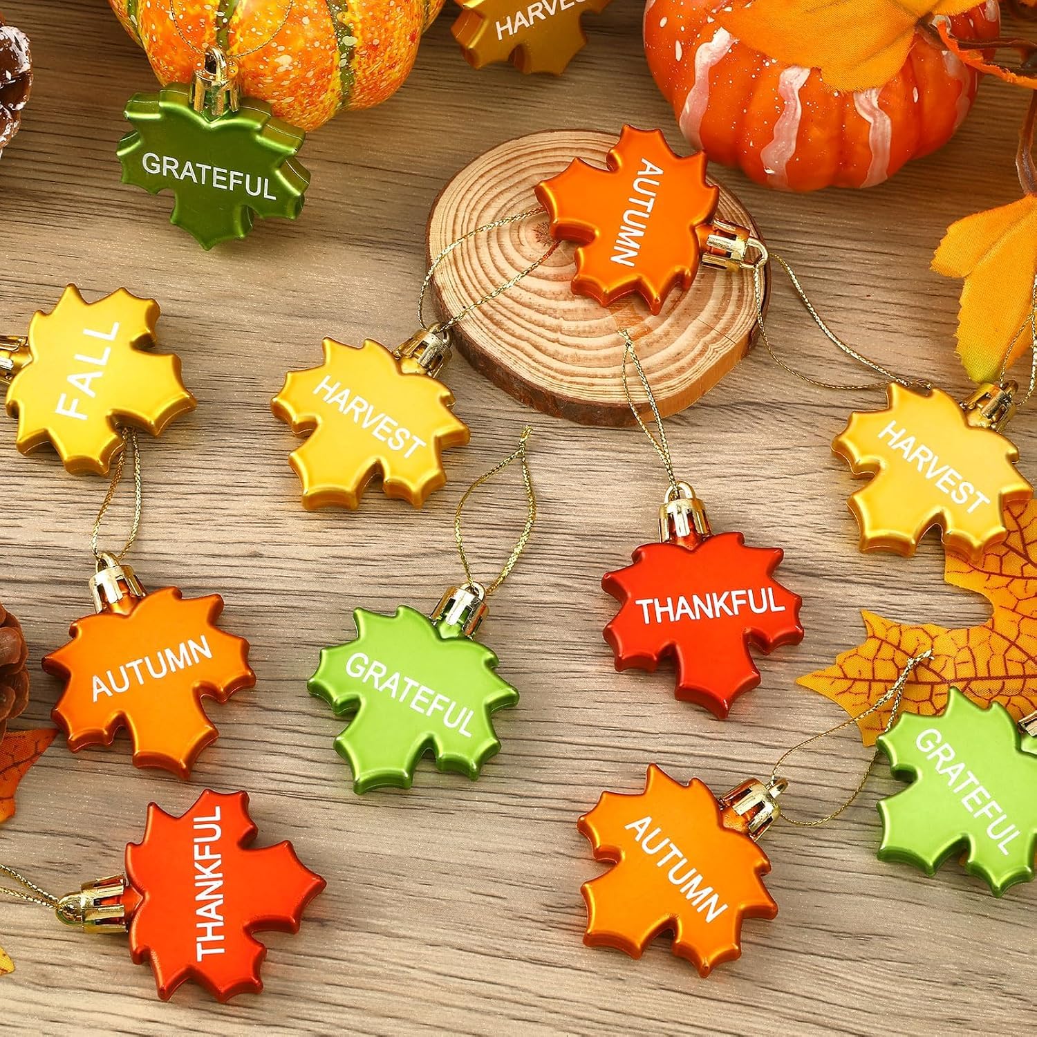 Fall Tree Ornaments 24 Units, Maple Leaf Thanksgiving Decorations For Autumn Tree, Home, Table, Party And Seasonal Decor photo 3