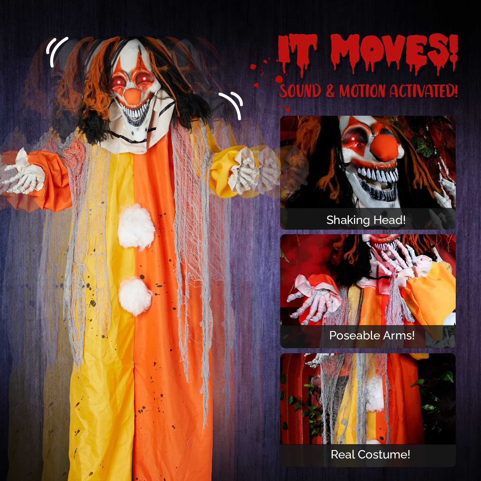 8.2ft   Red Eyed  Clown Outdoor Halloween Decorations photo 4