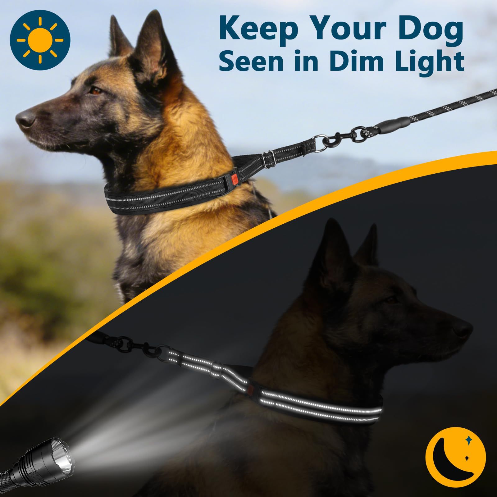No Pull Martingale Collar For Large Medium Small Dogs To Train Walking Collar With Buckle Anti Pull, Fit Pitbull German Shepherd Doberman, Reflective photo 3