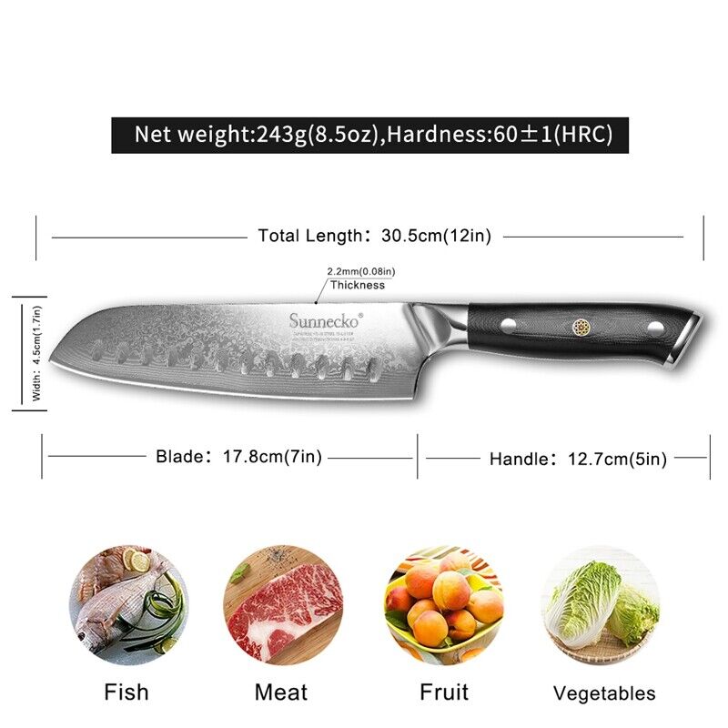Santoku Knife 7 INCH Japanese Damascus Steel Kitchen Cutlery Chef Sushi Slicer photo 5