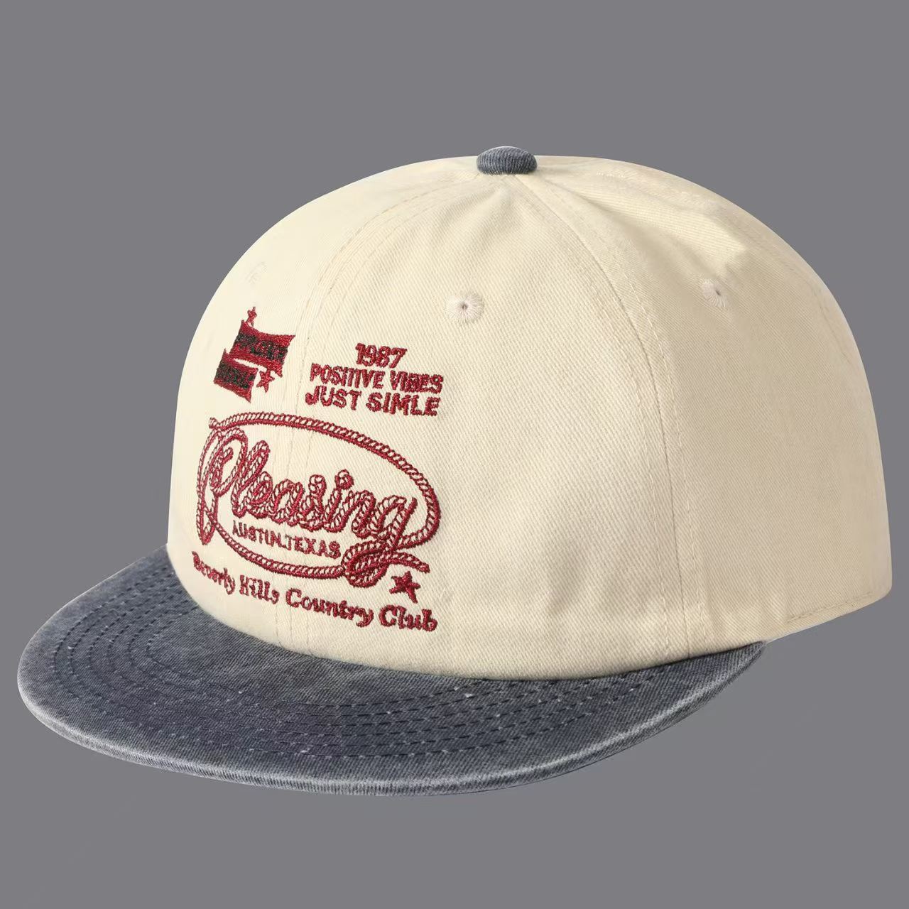 Color-matched Embroidery Letters 1987 Flat-brim Baseball Cap, Suitable For Both Men And Women, Suitable For Daily Work, Commuting To School Or Other Outings. photo 5