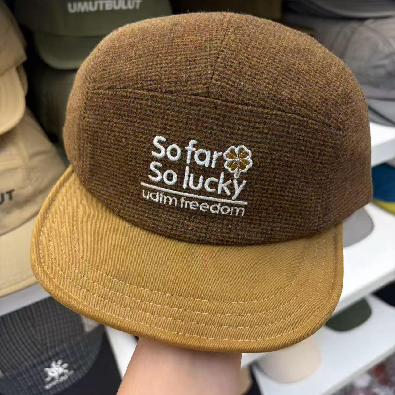 Korean-style Multi-color Lettered Soft Brimmed Baseball Cap For Autumn And Winter, Featuring Retro Small-checkered Pattern. Trendy And Versatile Casual Hat photo 7