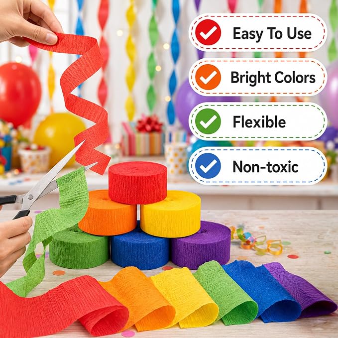 12-Roll Party Crepe Paper Streamers 984FT For Halloween, Christmas, Weddings, Baby Showers And Celebrations photo 6