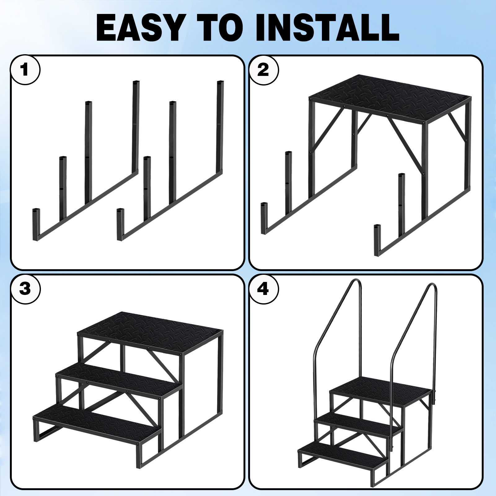 3-level Ladder With Handrails, Two Handrails -TEMU Can Only Be Picked Up-Shipped From Non EBay Certified Warehouse photo 2