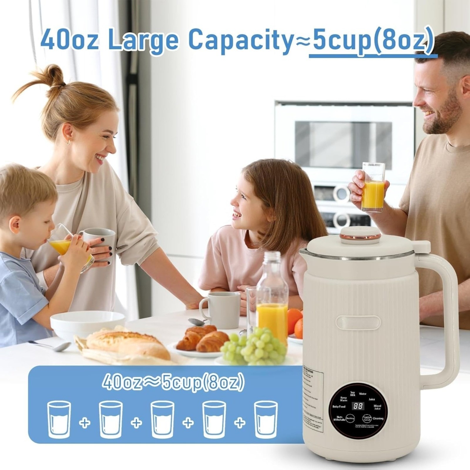1.2L Nut Milk Maker 8-in-1 Automatic Almond Soy Oat Milk Machine Self Cleaning photo 7