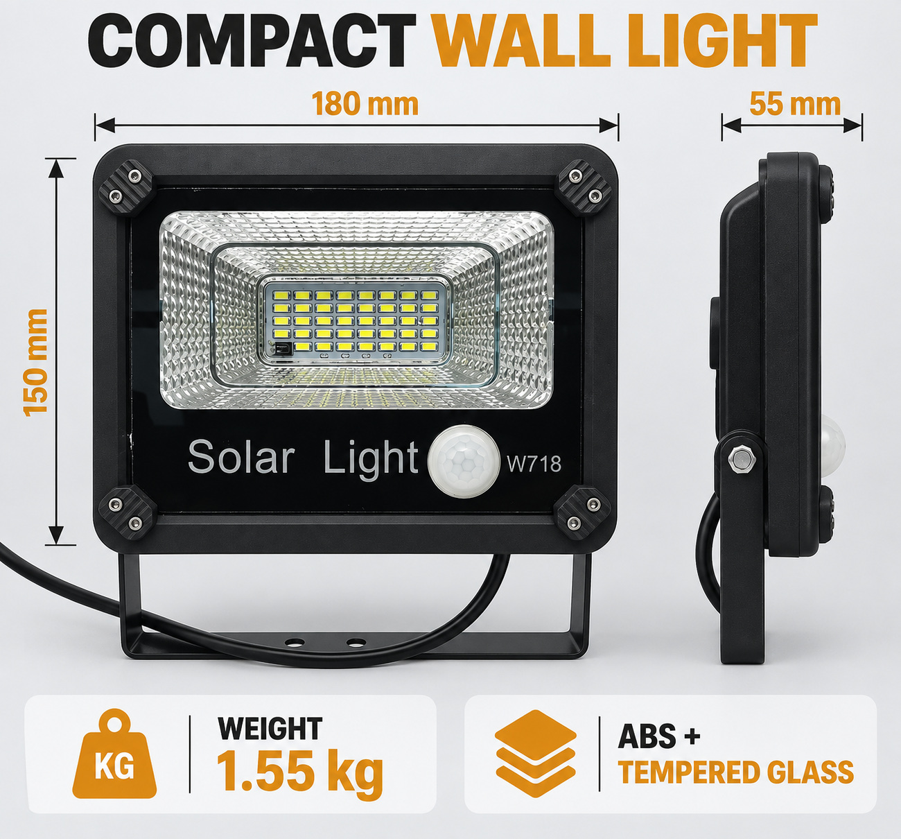 Solar Powered Motion Sensor LED Work Light 50W 5000mAh For W718 Street Remote Control Battery photo 3
