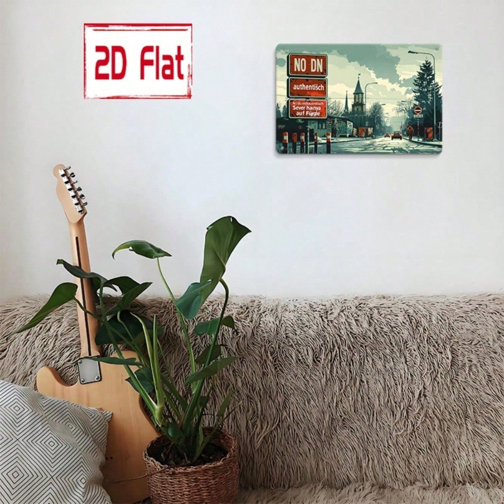 Retro Metal Sign Vintage Road Cars 2D Flat, Street Graffiti Tin Decor 8x12 photo 6