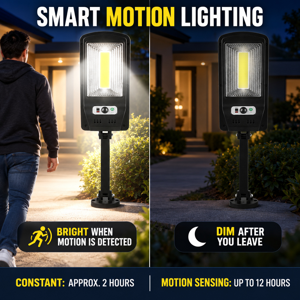 Solar Powered Rechargeable Motion Sensor Waterproof LED Work Light 10W 1500mAh For W756 1 Battery photo 4