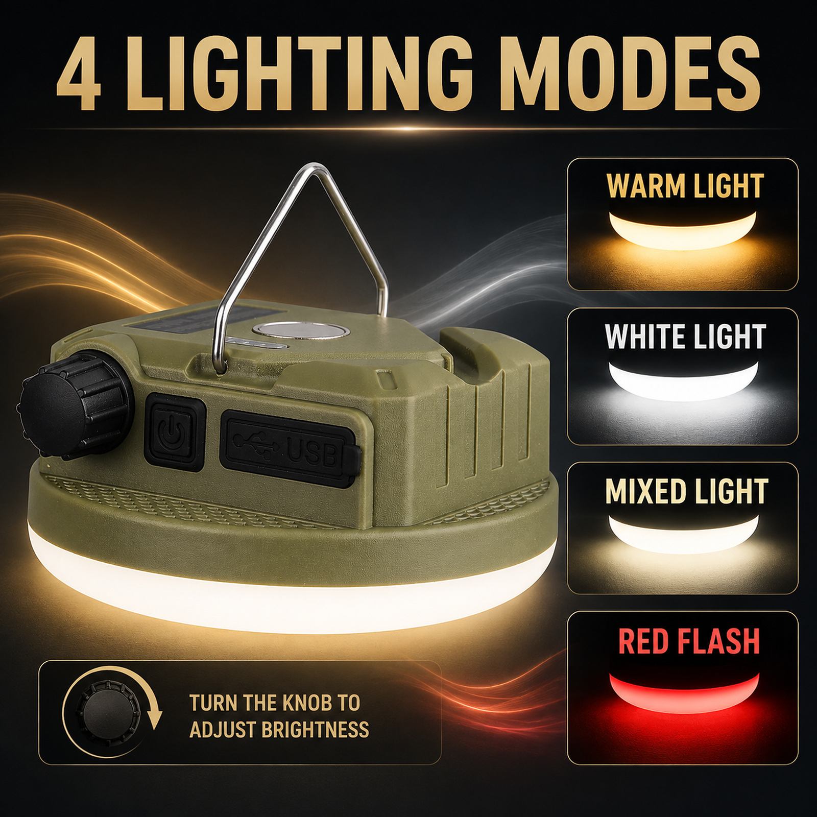 D82 1 Camping Lantern 3000mAh Magnetic Mount Hanging Hook Stepless Dimming Type C For Outdoor photo 6