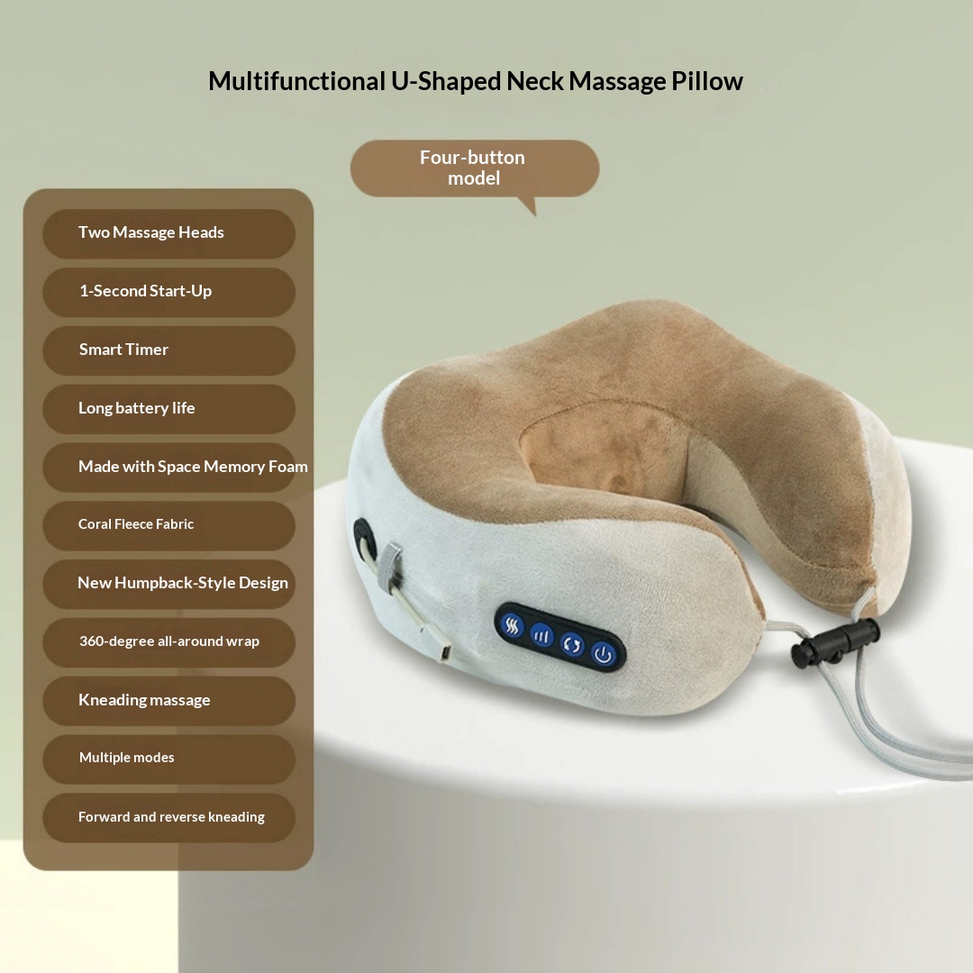 Multifunctional U-Shaped Pillow Memory Foam Portable Car Travel Electric Neck Cervical Spine Massager U-Shaped Massage Pillow photo 5