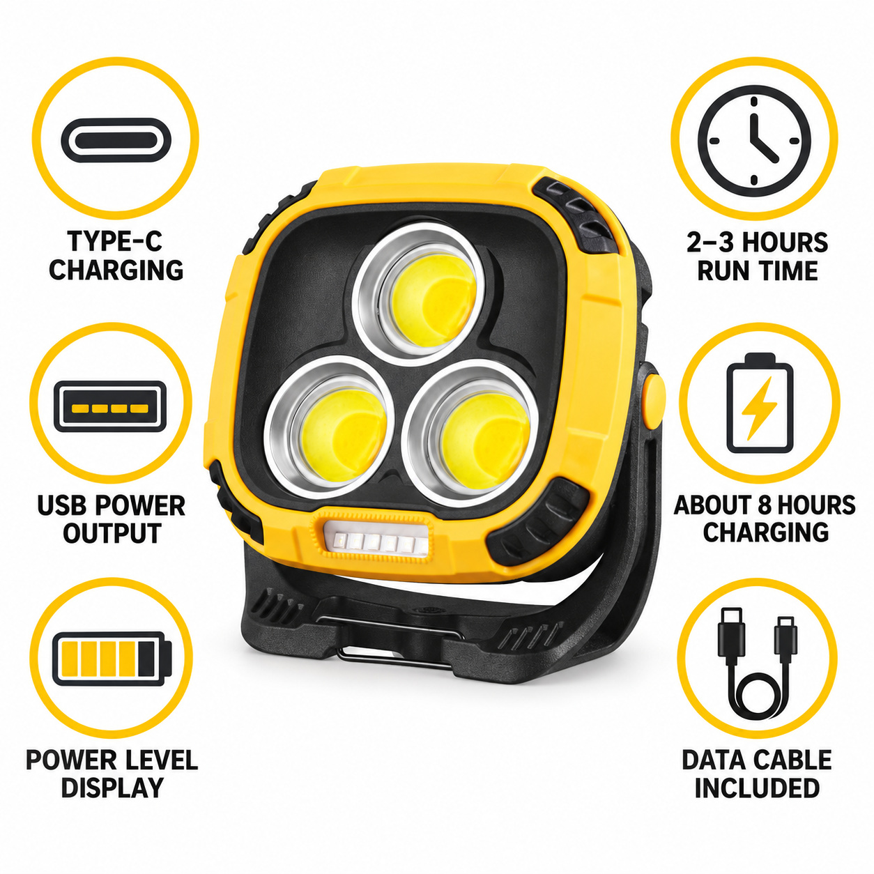 Rechargeable Magnetic Battery Display Type C LED Work Light Base Hanging W891 1 Adjustable Stand photo 3