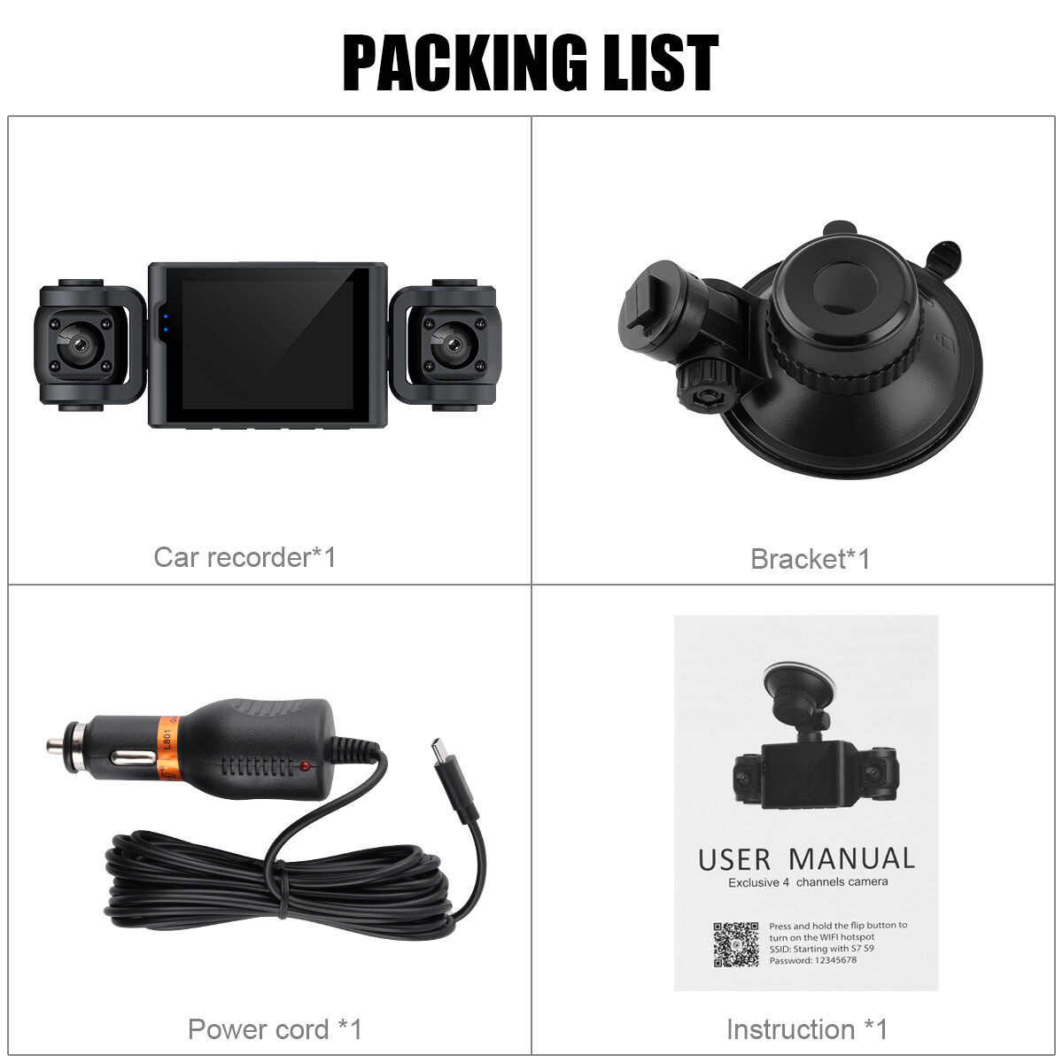 3 Channel Dash Cam 360-degree Dash Camera HD 4K 1080P 3 Lens Driving Recorder 32G Card photo 3
