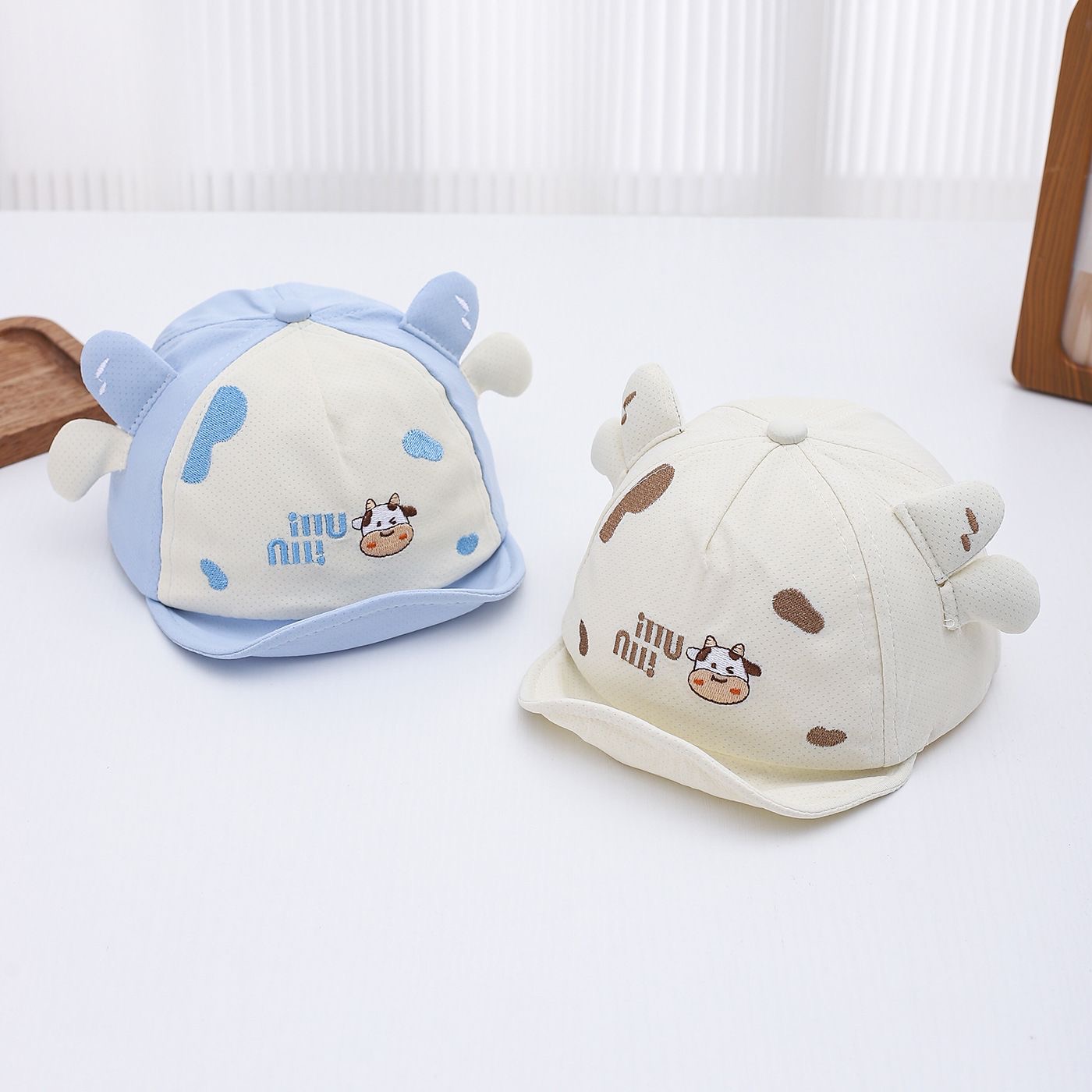 Summer Children's Style Cow-shaped Hat With A Brim. This Cute And Casual Baseball Cap For Children Is Suitable For 1-3 Year Old Babies For Family Outings. photo 4