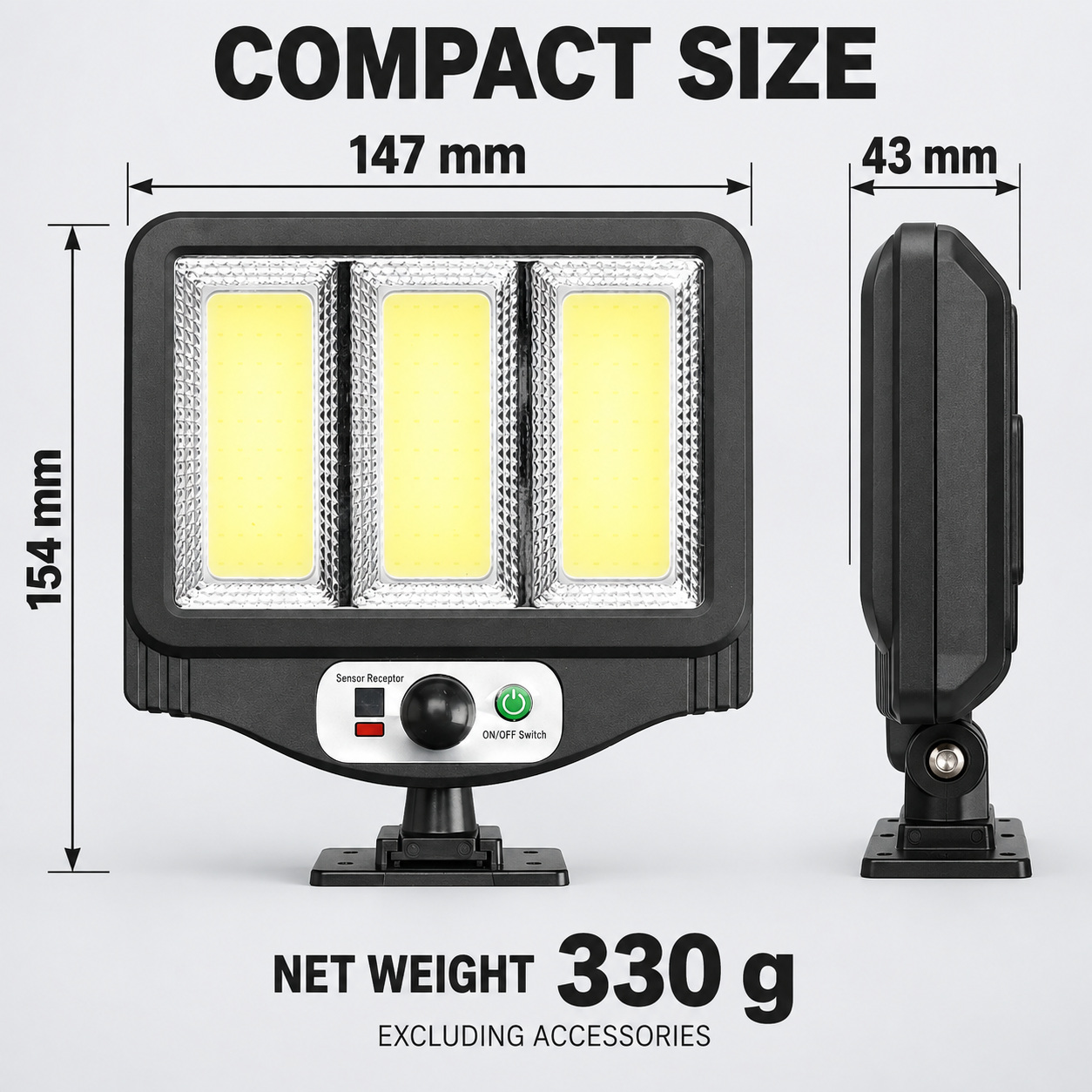 Solar Powered Rechargeable Motion Sensor COB LED Work Light 1500mAh For Auto W781 3 Battery photo 5