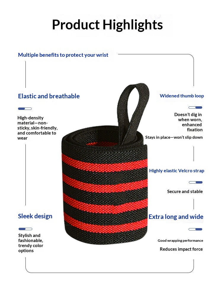 Fitness Wristband Men's Sports Anti-Sprain Booster Belt Wrapped Bandage Strength Training Wristband Bench Press Elastic Compression Sleeve photo 6