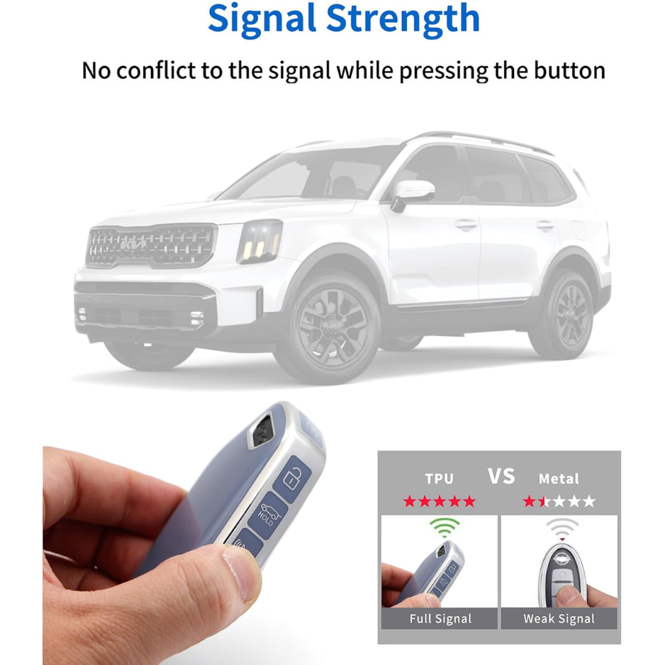 KIA Key Cover And Key Chain Blue Set, Protective Remote Key Case For Sportage, Telluride And K5 Car Keys photo 5