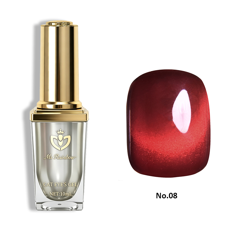 Ms Rainbow Starry Series Cherry Red Magnetic Cat Eye Gel Polish 10ml, Glossy Crystal Red Shimmer Nail Gel, Long Lasting No Chipping LED Soak Off, Viral Trendy Salon Manicure photo 5