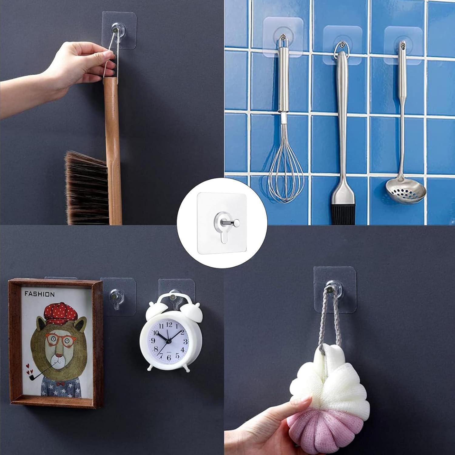 Adhesive Hooks For Wall,Wall Hangers Without Nails For Photos Frames,Utility Waterproof And Oil Resistant Hooks For Kitchen,Bathroom,Home And Office photo 6